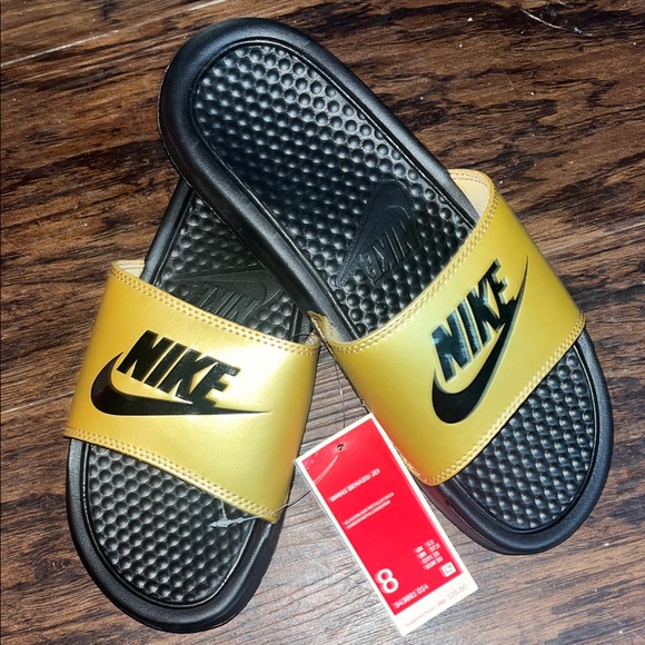 Nike Black and Yellow Slide Sandals - Picture 1 of 1